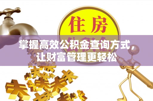 谢岗掌握高效公积金查询方式，让财富管理更轻松